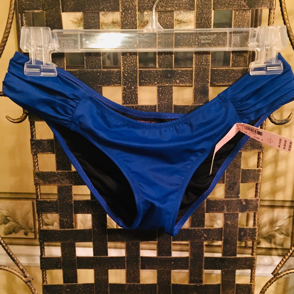 VICTORIA'S SECRET SWIM BLUE BIKINI BOTTOM SMALL